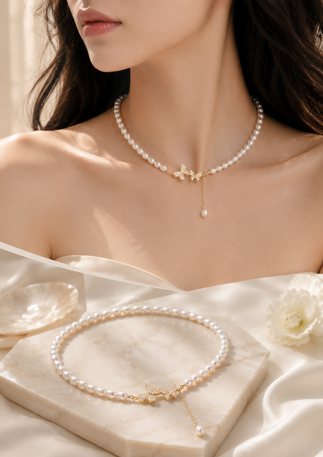 Butterfly Pearl Necklace