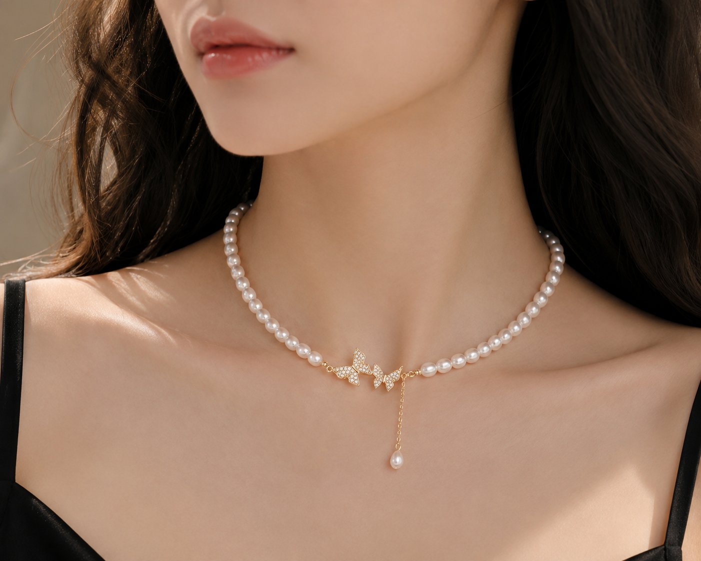 Butterfly Pearl Necklace